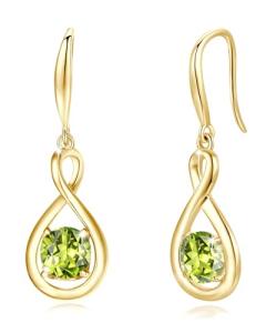 Peridot Dangle Earrings in Sterling Silver and Gold
