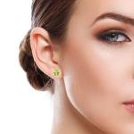 Sterling Silver Green Peridot Oval Stud Earrings