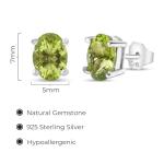 Sterling Silver Green Peridot Oval Stud Earrings