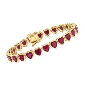 Ruby Heart Tennis Bracelet in 18kt Gold Finish