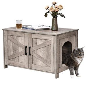 Barn Door Cat Litter Box Enclosure Furniture