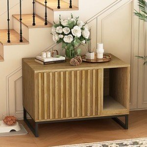 Modern Cat Litter Box Enclosure with Scratch Pad