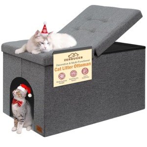 Stylish Cat Litter Box Enclosure Furniture in Grey