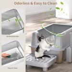 Extra Large Stainless Steel Enclosed Cat Litter Box