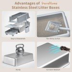 Extra Large Stainless Steel Enclosed Cat Litter Box