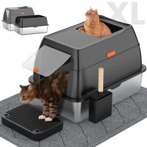 Extra Large Stainless Steel Litter Box with Lid