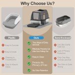 Extra Large Stainless Steel Litter Box with Lid