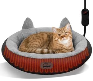 Cozy Heated Cat Bed with Timer & Temp Control