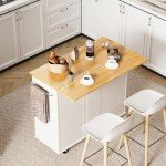 Rolling Kitchen Island Cart with Foldable Breakfast Bar