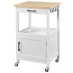 Yaheetech Rolling Kitchen Island with Cabinet and Drawer
