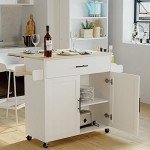 Rolling Kitchen Island Cart with Storage and Drop Leaf