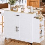 Rolling Kitchen Island with Storage and Drop Leaf