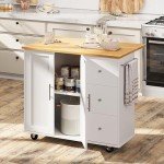 Rolling Kitchen Island Cart with Foldable Breakfast Bar