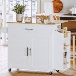 Rolling Kitchen Island with Storage and Drop Leaf
