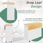 Rolling Kitchen Island Cart with Foldable Breakfast Bar