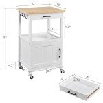 Yaheetech Rolling Kitchen Island with Cabinet and Drawer