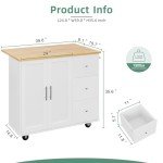 Rolling Kitchen Island Cart with Foldable Breakfast Bar