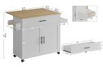 Rolling Kitchen Island Cart with Storage and Drop Leaf