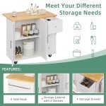 Rolling Kitchen Island Cart with Foldable Breakfast Bar