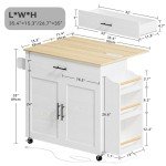 Rolling Kitchen Island with Storage and Drop Leaf