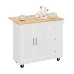 Rolling Kitchen Island Cart with Foldable Breakfast Bar