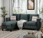 Dark Grey L-Shaped Sectional Sofa with Storage