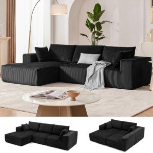 Modern 108” Cloud Modular Sectional Sofa in Black