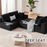 Modern 108” Cloud Modular Sectional Sofa in Black