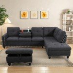Modular L-Shaped Sectional Sofa with Ottoman Storage