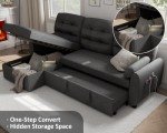 Reversible Sleeper Sofa with Storage Chaise, Dark Grey