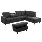 Modular L-Shaped Sectional Sofa with Ottoman Storage