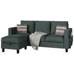 Dark Grey L-Shaped Sectional Sofa with Storage