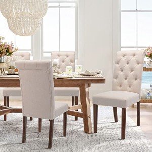 Set of 4 Upholstered Tufted Dining Room Chairs
