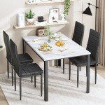 Modern 5-Piece Faux Marble Dining Set for 4