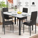 Modern 5-Piece Faux Marble Dining Set for 4