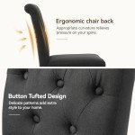 Set of 4 Black Tufted Upholstered Dining Chairs