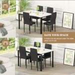 Modern 5-Piece Faux Marble Dining Set for 4