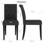 Set of 4 Black Tufted Upholstered Dining Chairs