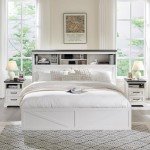 Farmhouse King Size Wood Bed Frame with Storage