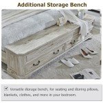 Farmhouse Queen Bed with Storage Bench & Drawers