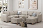 Whitesand U-Shaped Leather Sectional Sofa with Storage