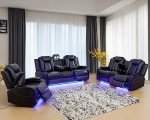 Power Recliner Sofa Set with LED & USB
