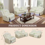 Power Reclining Sofa Set with USB Ports - Creamy White