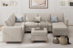 Whitesand U-Shaped Leather Sectional Sofa with Storage