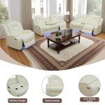 Power Reclining Sofa Set with USB Ports - Creamy White