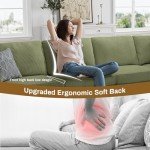 Olive Corduroy L-Sectional Sofa with Ottoman