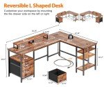L-Shaped Home Office Desk with Power Outlet