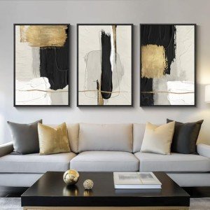 Large Black and White Abstract Canvas Art Set