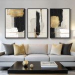 Large Black and White Abstract Canvas Art Set