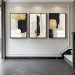 Large Black and White Abstract Canvas Art Set